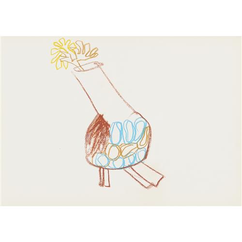100 · SIDNEY NOLAN (1917-1992) (Organic vase with flowers) c.1986 crayon on paper 30 x 42 cm