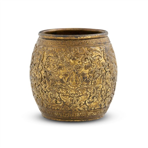 A SMALL CHINESE GILT-BRONZE 'FLORAL' JAR, QIANLONG MARK AND OF THE PERIOD (1735 - 1796)