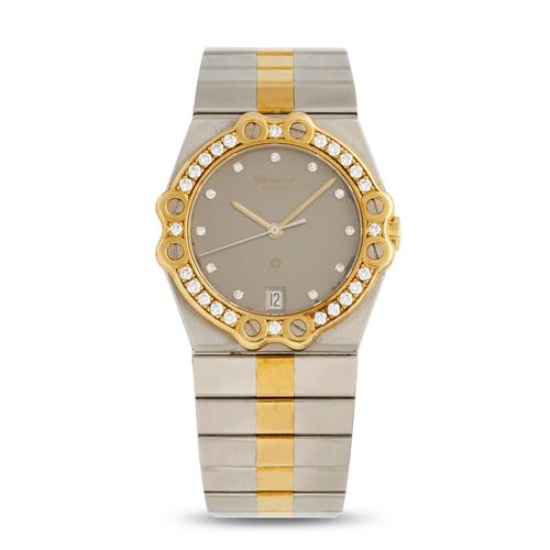 Chopard St Moritz Ref 8023 A Stainless Steel Gold And Diamond-Set Bracelet Watch With Date Circa 1990