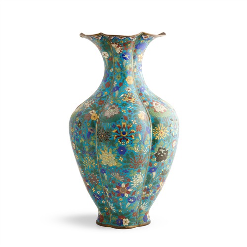 38 · A LARGE CHINESE CLOISONNE LOBED VASE, QING DYNASTY 18-19TH CENTURY