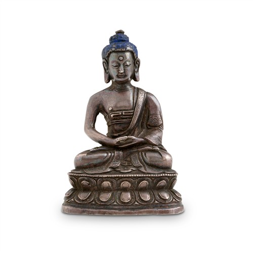 52 · A SINO-TIBETAN SILVER SEATED FIGURE OF BUDDHA, 18TH CENTURY