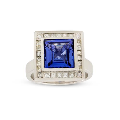 18ct White Gold, Tanzanite And Diamond Ring