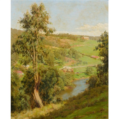 JO SWEATMAN (1872-1956) (Valley Landscape) oil on canvas 74.5 x 62cm