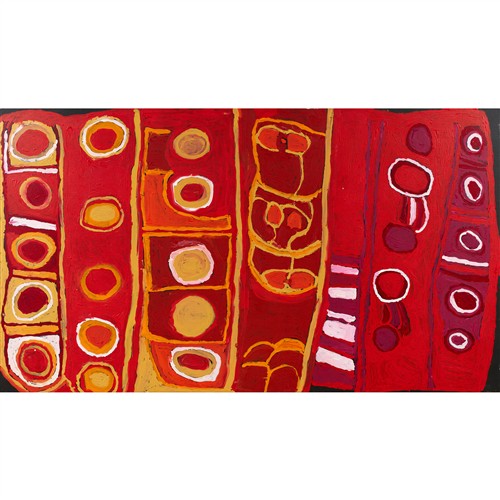 99 · NELLIE STEWART (born c.1930-2012) (Language group: Pitjantjatjara) Minyma Kutjara Tjukurpa 2009 synthetic polymer paint on canvas 11...