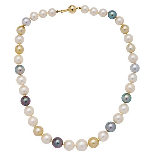 73 · MULTI-COLOURED PEARL NECKLACE