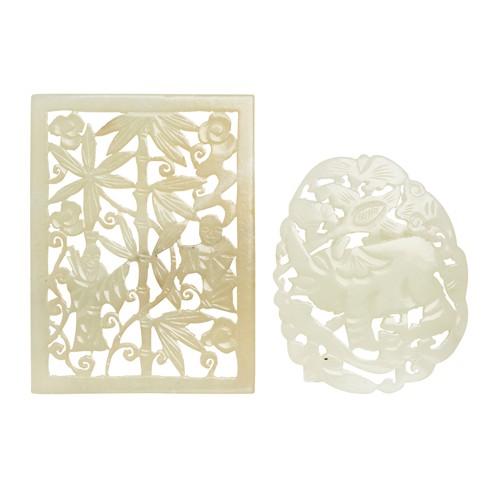 25 · TWO CHINESE JADE OPENWORK PLAQUES, QING DYNASTY (1644 - 1911)