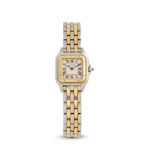 Cartier Panthere Ref 1120 A Lady'S Stainless Steel And Gold Bracelet Watch 1990s