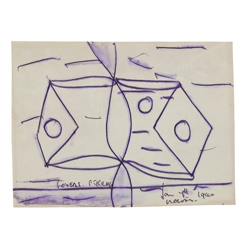 SIDNEY NOLAN (1917-1992) Lovers St Kilda 1940 drawing on photosensitive paper 9 x 10.5cm