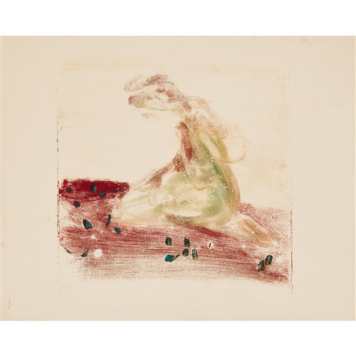33 · SIDNEY NOLAN (1917-1992) (Kneeling Woman among Flowers) c.1946 enamel and monotype on paper 25.5 x 31.5cm