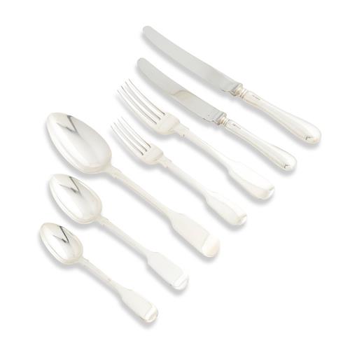 90 · AN ASSEMBLED ANTIQUE AND LATER STERLING SILVER FLATWARE SERVICE The forks Robert Williams & Sons (Robert, James & Josiah Williams),...