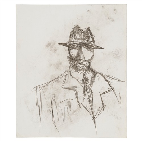 36 · SIDNEY NOLAN (1917-1992) Squatter 1948 transfer drawing on paper 30.5 x 25.5cm
