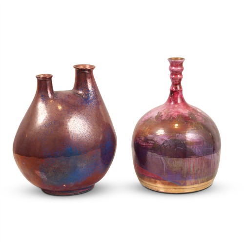 8 · TWO MODERN LUSTRE-GLAZED STUDIO POTTERY VASES Late 20th century Please see important information below regarding collection of lots...