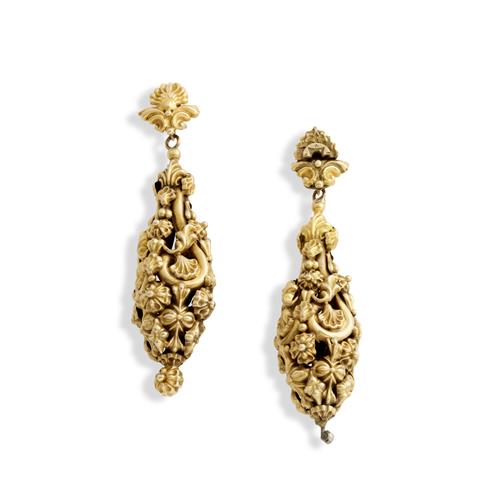 91 · PAIR OF 9CT GOLD MOTIF EARRINGS