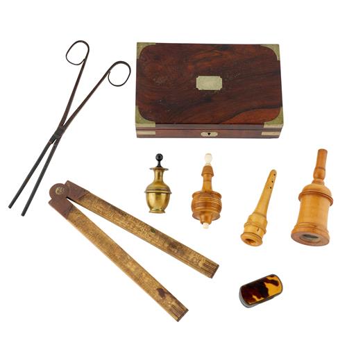 57 · A BRASS MOUNTED ROSEWOOD BOX & OTHER ITEMS *CITES permit may be required for export