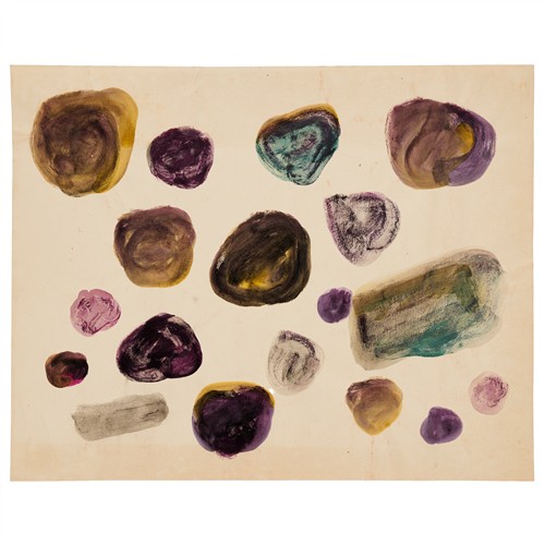 49 · SIDNEY NOLAN (1917-1992) (Stones on the beach, Queensland) c.1947 mixed media on paper 25 x 31.5cm