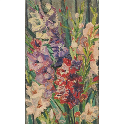 38 · EDITH HOLMES (1893-1973) Gladioli c.1941 oil on board 62.5 x 37cm