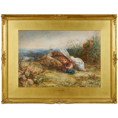 8 · JAMES HARDY JNR (British, 1832-1889) A Brace of Pheasant 1876 watercolour on paper 38 x 55cm (60 x 77cm framed)