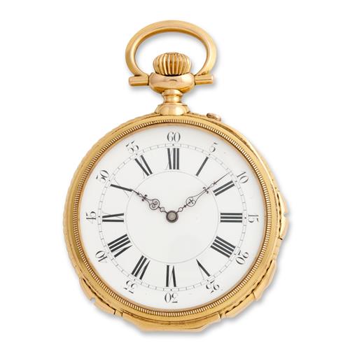 23 · 18CT GOLD QUARTER REPEATING GRAND PETITE AND GRAND SONNERIE OPENFACE CLOCK WATCH CIRCA 1890