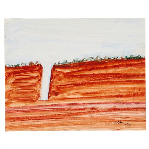 53 · SIDNEY NOLAN (1917-1992) (Mine Shaft, North-West Australia) 1949 mixed media on paper 20.5 x 25.5cm