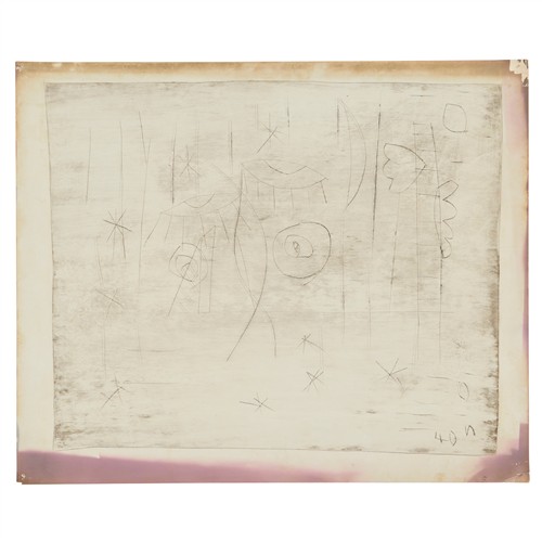 57 · SIDNEY NOLAN (1917-1992) (Face and Stars) 1940 incised drawing on photosensitive paper 36 x 43cm