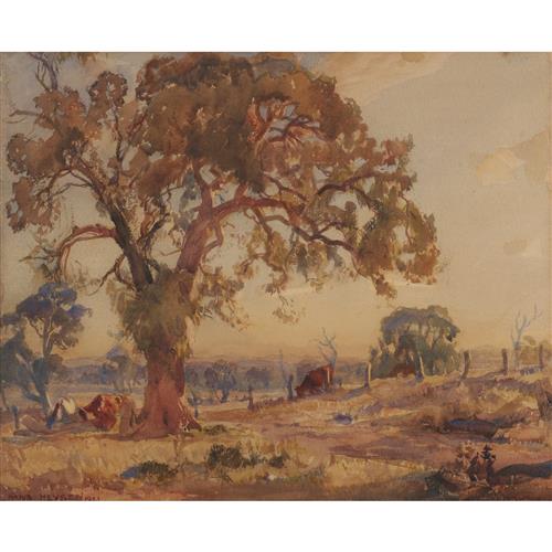 HANS HEYSEN (1877-1968) The Red Gum 1921 watercolour on paper 31 x 38.5cm