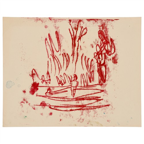 62 · SIDNEY NOLAN (1917-1992) By the river 1947 transfer drawing on paper 25 x 31.5cm