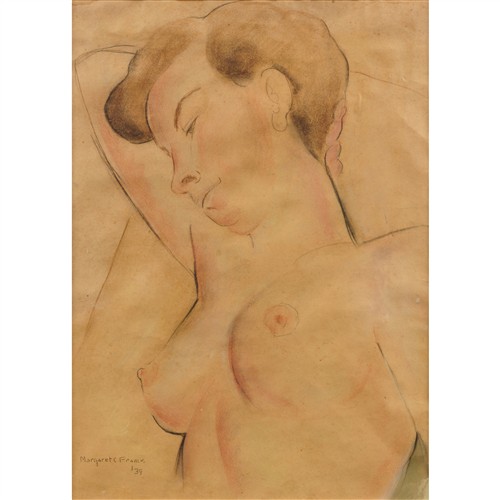 MARGARET FRANCIS (1909-1987) Nude Portrait 1939 pencil and pastel on paper laid on board 48.5 x 35.5cm