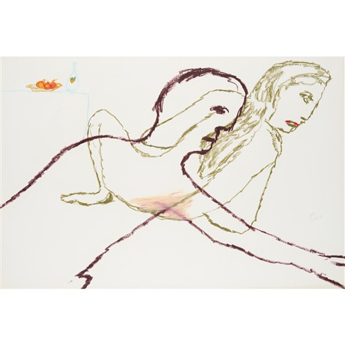 SIDNEY NOLAN (1917-1992) (Lovers and Still Life) 1978 crayon on paper 72 x 103cm