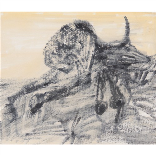SIDNEY NOLAN (1917-1992) (Drought Carcass) mixed media and collage on paper 19 x 22.5cm
