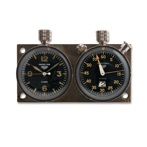 Heuer A Plate Mounted Pair Of Rally Dashboard Timers Circa 1960