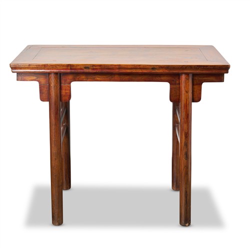 57 · AN ANTIQUE CHINESE ELM RECESSED-LEG SIDE TABLE 19th century Please see important information below regarding collection of lots in t...