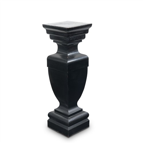 59 · A BLACK-PAINTED METAL PEDESTAL OF SQUARE BALUSTER SHAPE Please see important information below regarding collection of lots in this...