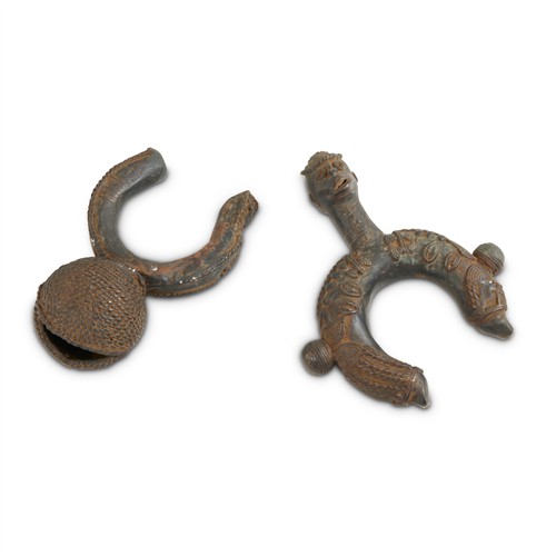 62 · TWO ANTIQUE WEST AFRICAN BRONZE OBJECTS 19th century Please see important information below regarding collection of lots in this auc...