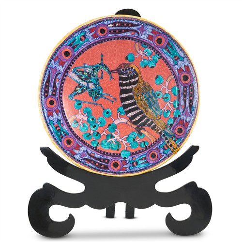 66 · A LARGE DECORATED EARTHENWARE DISH BY ALEXANDRA COPELAND Dated 1996 Please see important information below regarding collection of l...