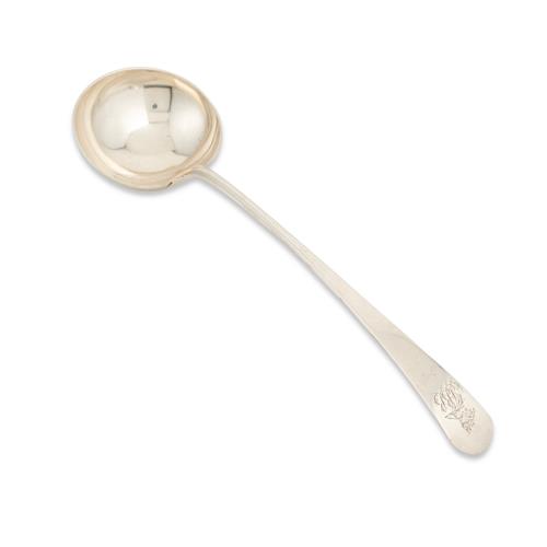 61 · AN AMERICAN SILVER 'OLD ENGLISH' PATTERN SOUP LADLE John Kingston, New York, circa 1780