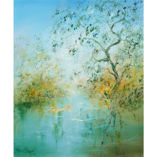 DAVID BOYD (1924-2011) (Swimming under the Trees) oil on canvas 89.5 x 74cm