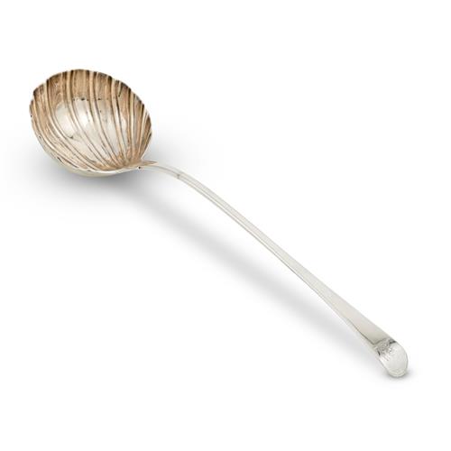 65 · A GEORGE III STERLING SILVER 'OLD ENGLISH' PATTERN SHELL BOWL SOUP LADLE John Lambert, London, 1769